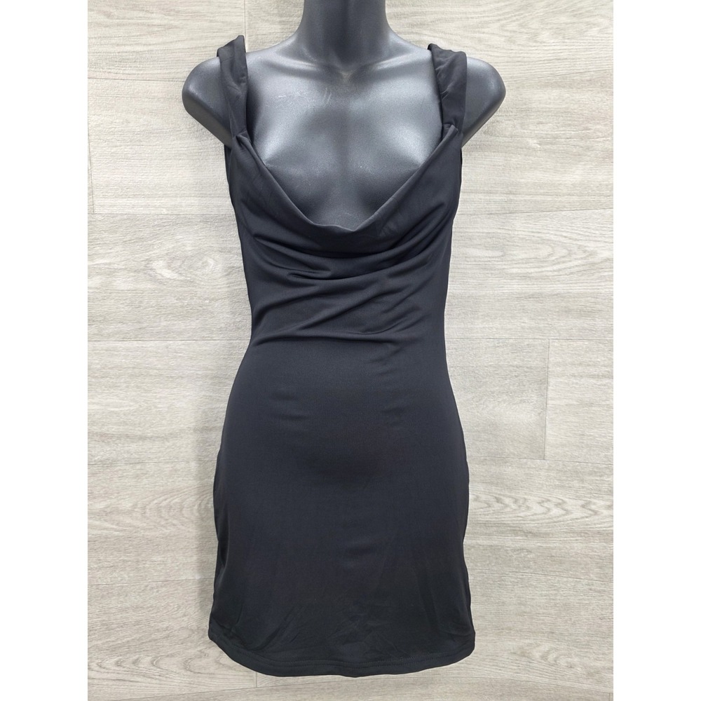 NWT TIC TOC Open Back Bow Mini Dress Black Women's Size Medium